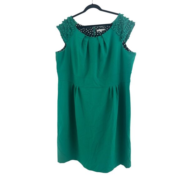 Sandra Darren Green Ruffled Sheath Dress Size 24W 3X Plus New Classic Career - Picture 1 of 9